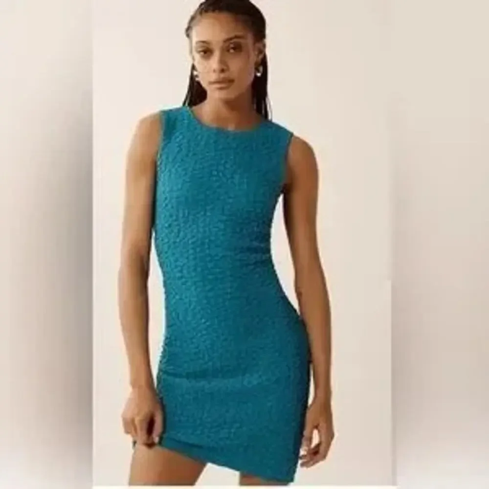 ANTHROPOLOGIE NWT $148 Textured Mini Shift Dress Topaz Blue Size XS - Picture 3 of 12